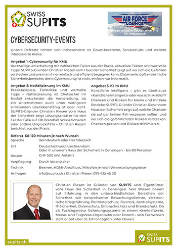 SWISS SUPITS – Cybersecurity Events